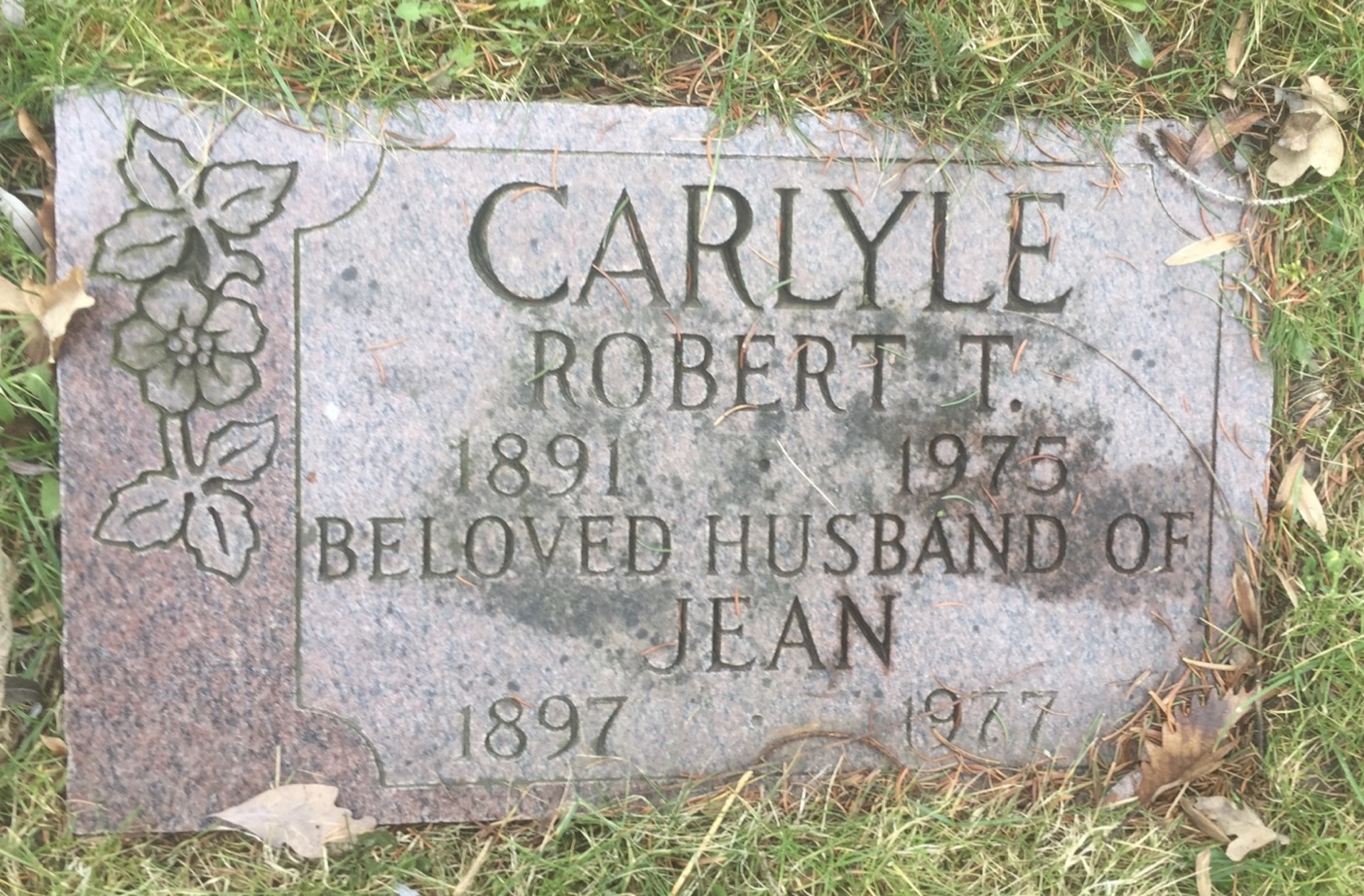 Photo of headstones/RT Carlyle b1891 hdstn Mount Pleasant Cemetery, Middlesex County, London, ON (1)